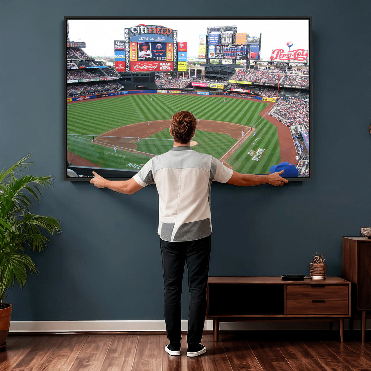 New York Mets Baseball Team Print, Citi Field Baseball Stadium Wall Art