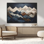 Rustic Mountain Landscape Wall Art Canvas Print, Framed 3D Wooden Effect Mountain Art