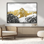 Gold Abstract Mountains Wall Art Print on Canvas, Nature Wall Art Print