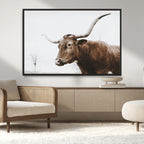 Rustic Bull Wall Art Canvas Print, Modern Longhorn Farmhouse Animal Decor