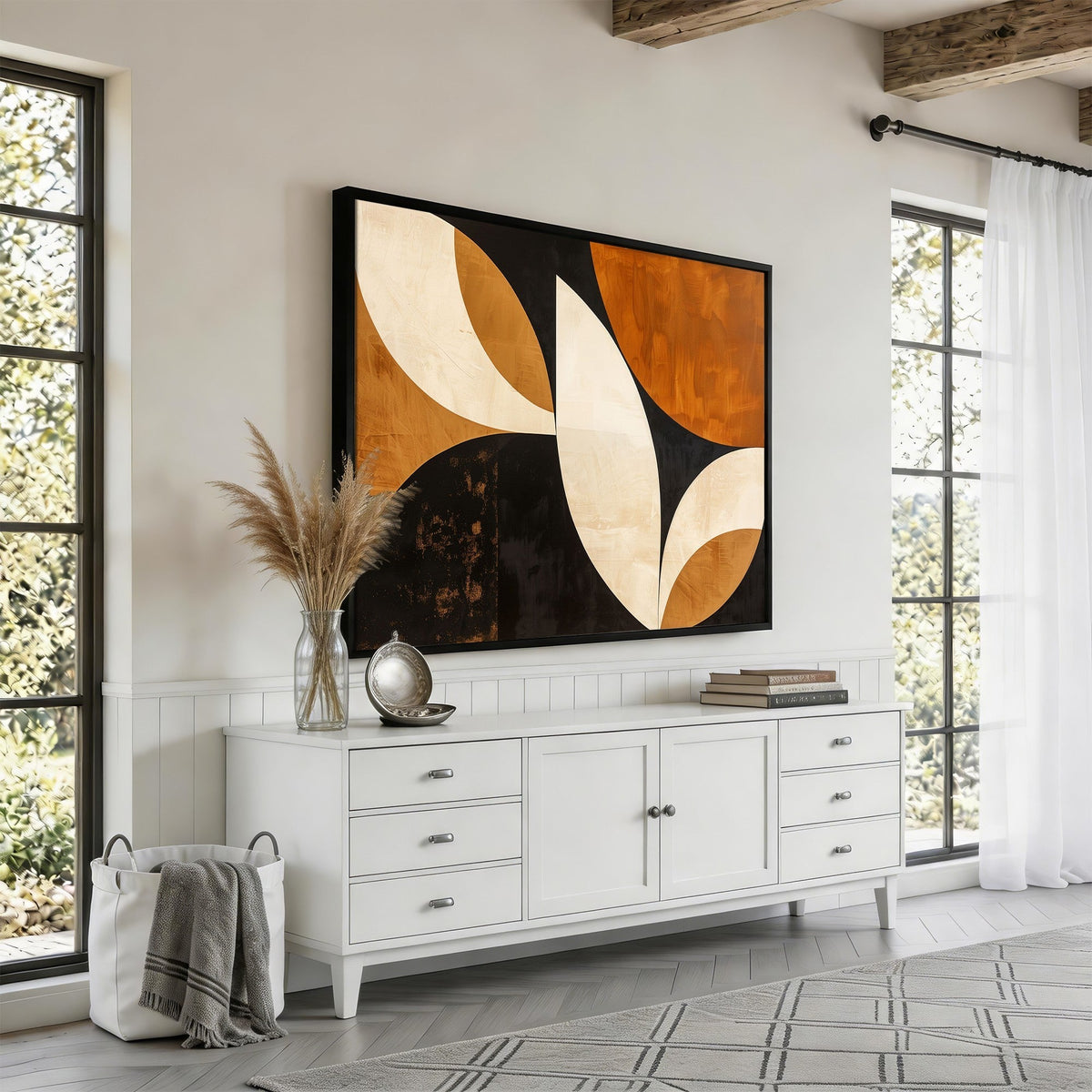 Geometric Abstract Wall Art Canvas Print, Mid Century Modern Wall Art