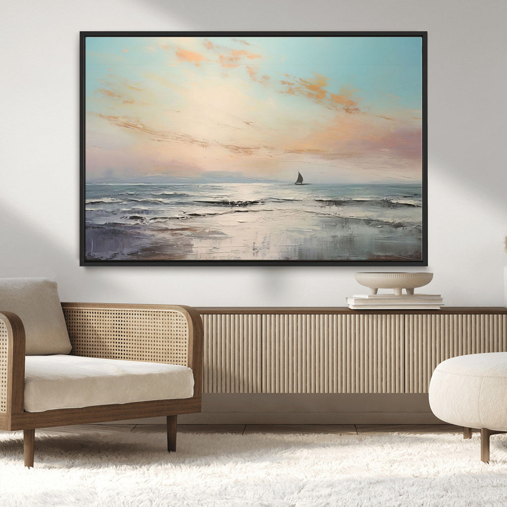 Abstract Ocean Wall Art, Boat Wall Art Canvas Print