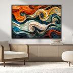 Abstract Wave Wall Art, Ready to Hang Framed Canvas Print | Extra Large 3 Piece Canvas Wall Art