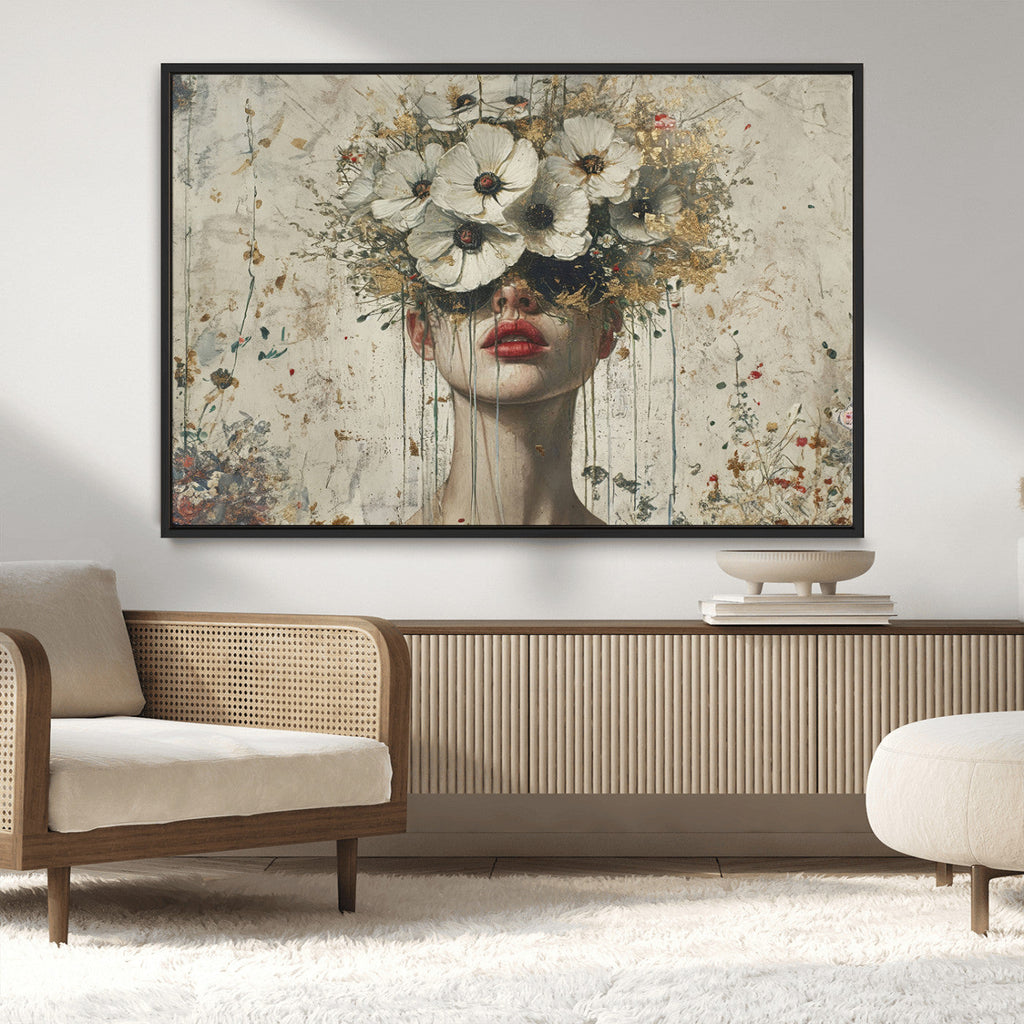 Abstract Floral Women Pastel Wall Art Canvas Print