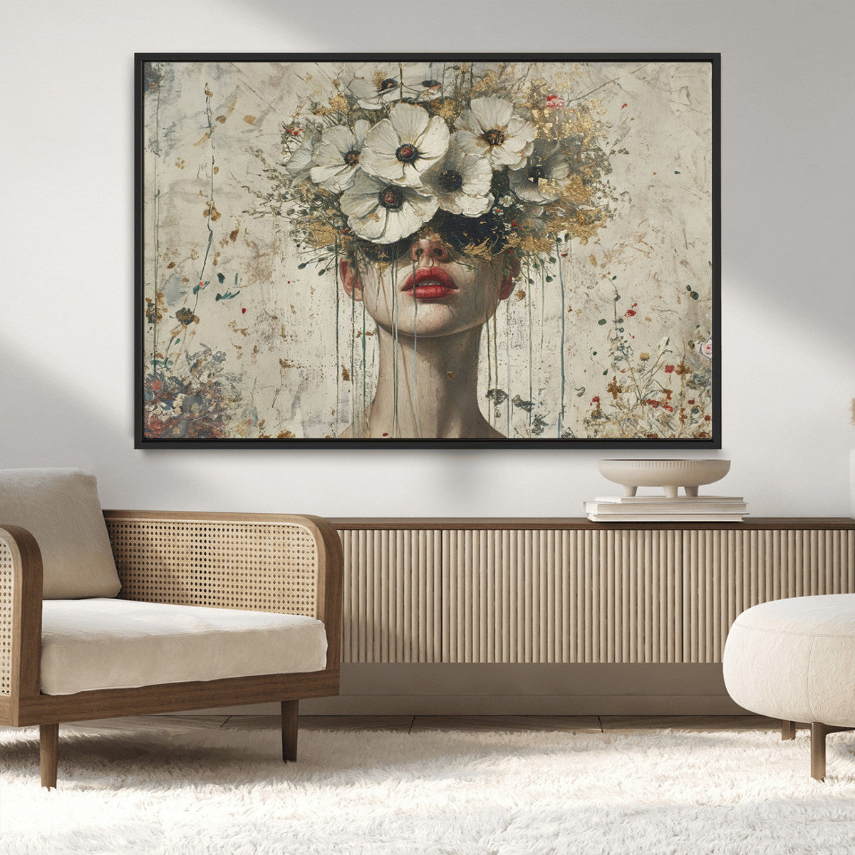 Abstract Floral Women Pastel Wall Art Canvas Print
