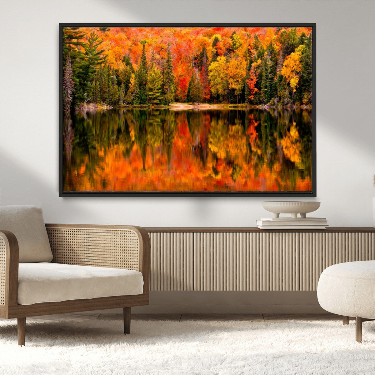 Forest Reflection Art | Autumn Forest Reflection Wall Art | Triptych Canvas Print