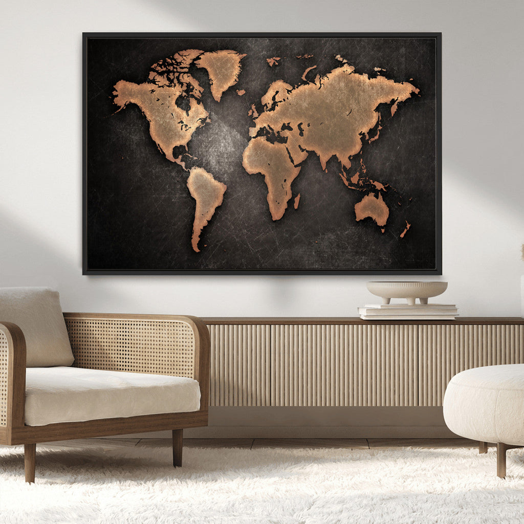 World Map Canvas Print | Framed Travel Map Wall Art for Couples