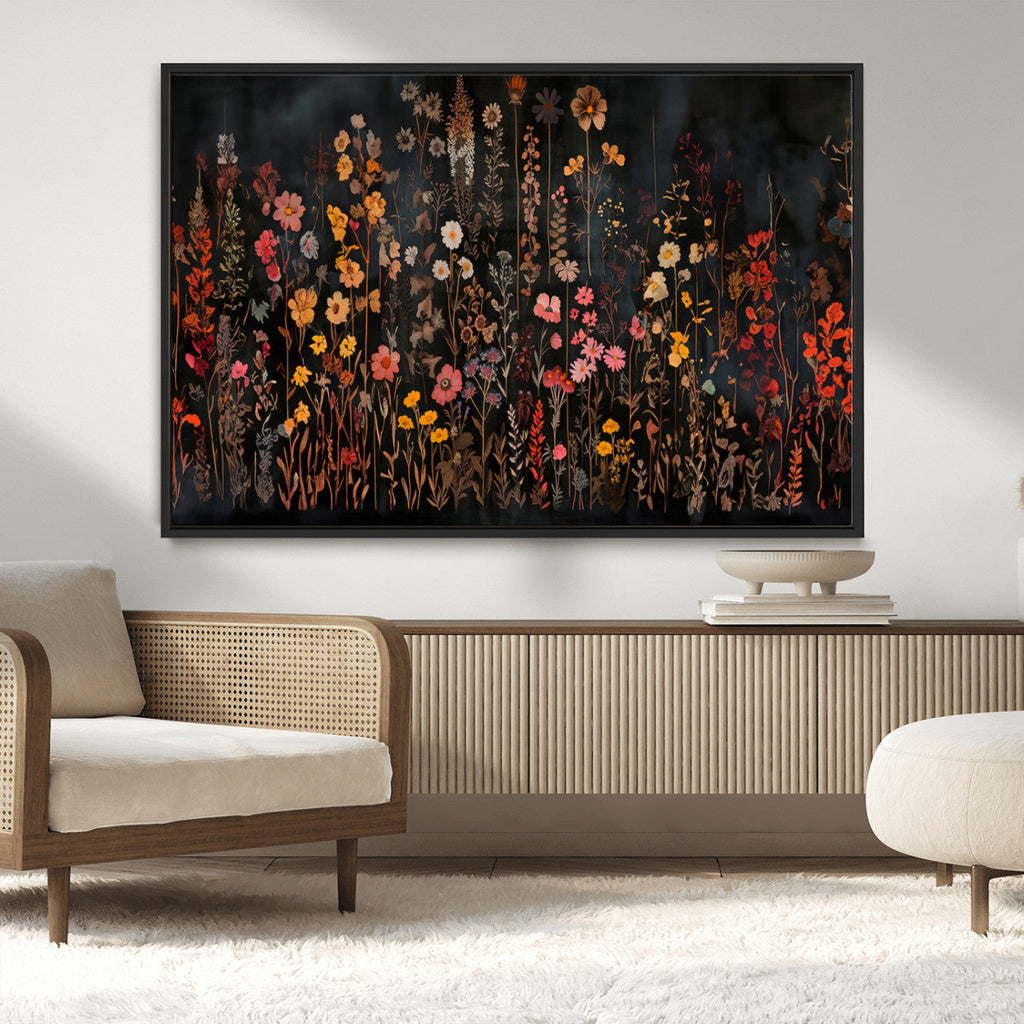 Large Floral Painting Print Illustration Flowers Canvas Wall Art