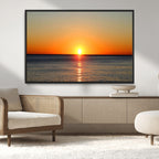 Golden Horizon Sunset Over Ocean Wall Art Canvas Print | Tropical Beach Canvas