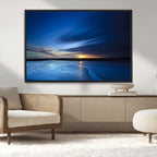 Blue Sunset Ocean Canvas Wall Art Print | Serene Coastal Horizon