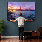 Golden Gate Bridge Wall Art Canvas Print, Framed San Francisco Sunset Landmark