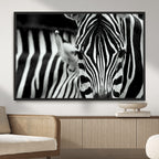 Zebra Wall Art | Zebra Close Up Canvas Print | Framed Black and White Wildlife