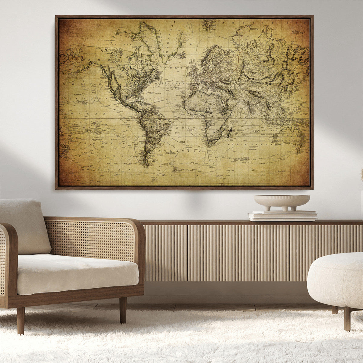 Push Pin World Map Canvas Print | Travel Tracker Wall Art