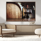 Wine and Barrel Wall Art Canvas Print