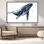 Watercolor Whale Wall Art Canvas Print