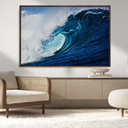 Ocean Wave at Sunset Canvas Art, Large Wall Print of Vibrant Water Waves