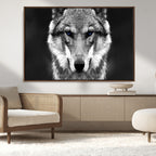 Black and White Wild Wolf Wall Art Canvas Print