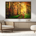 Sunlight Through Trees Wall Art Canvas Print | Autumn Forest Wall Art