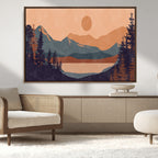 Modern Boho Sunset Canvas Print, Mountain Landscape Triptych