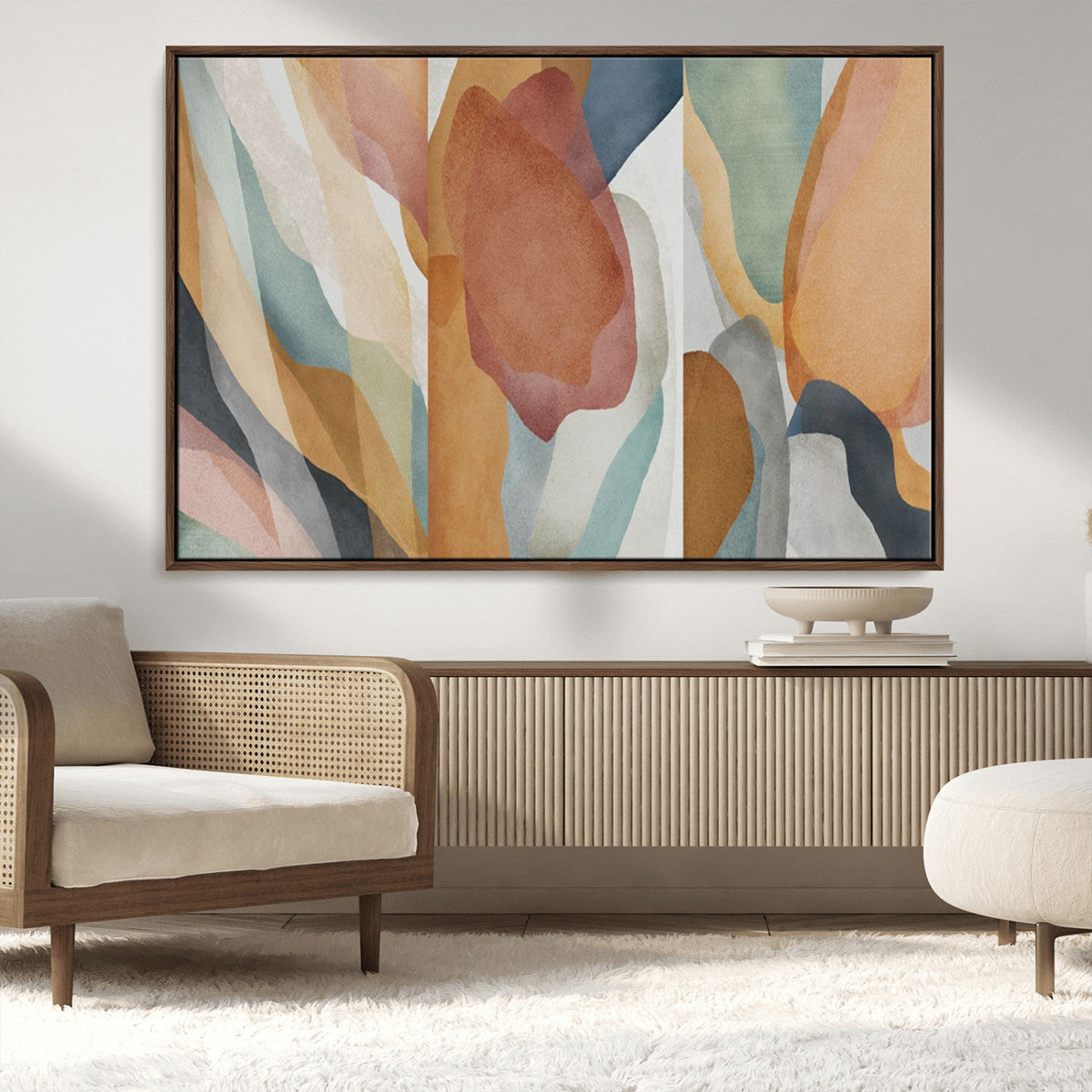 Boho Wall Art Canvas Print Set, Watercolor Boho Wall Art