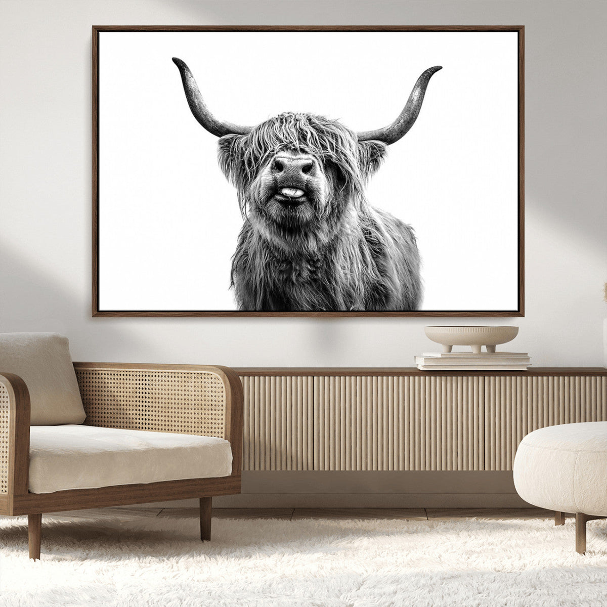 Fanny Scottish Highland Cow Cattle Art Print Farmhouse Wall Art Canvas Print