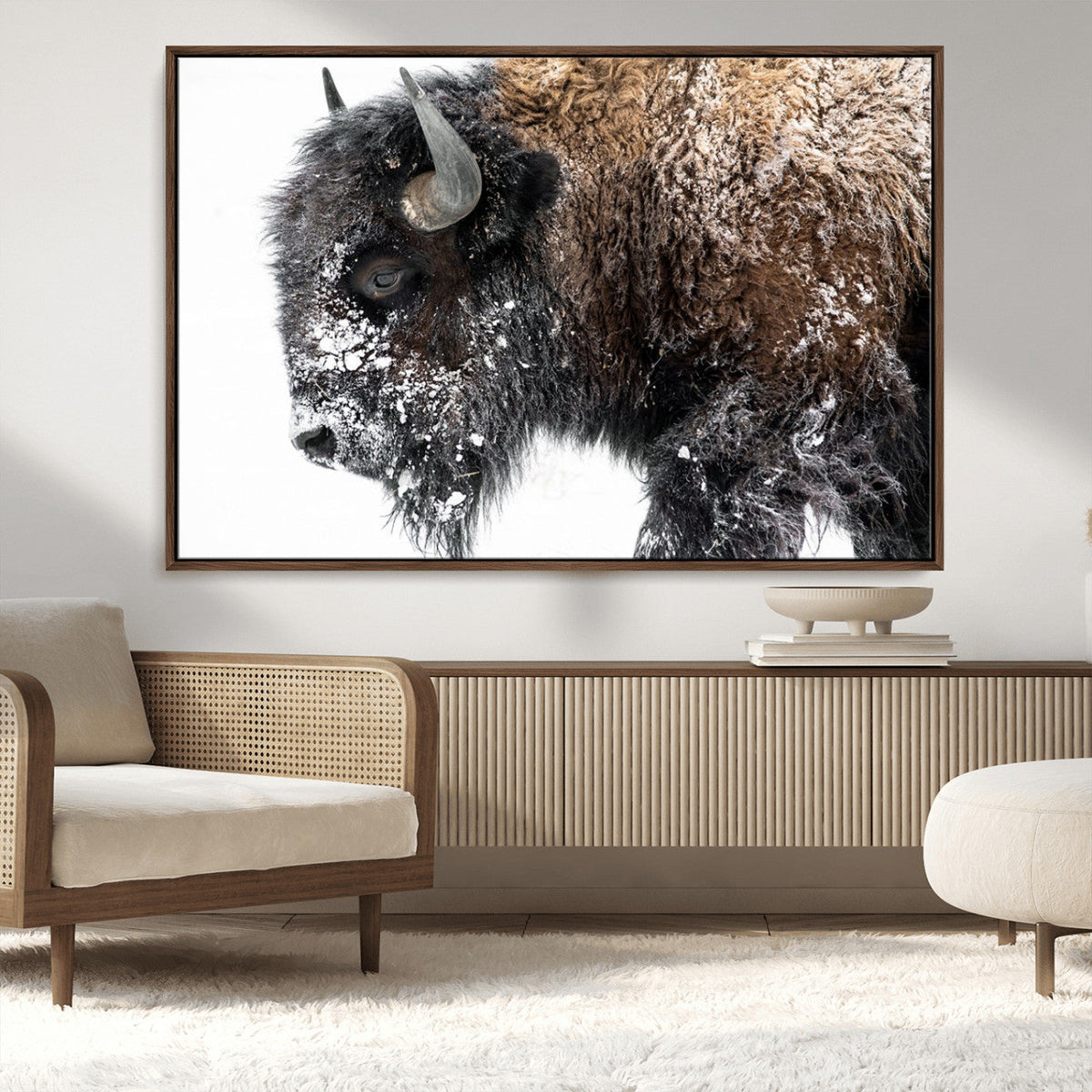 American Bison Wall Art Print, Majestic Buffalo Canvas Print for Living Room or Office