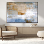 Blue Multi Panel Abstract Wall Art Canvas, Abstract Blue and Gold Canvas Print
