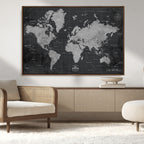 World Map Canvas Print, Detailed Map of the World Wall Art for Home or Office