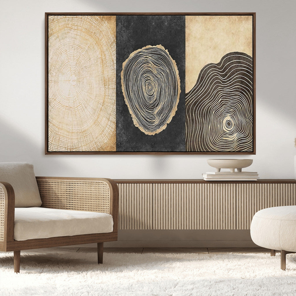 Tree Rings Canvas Wall Art Print, Minimalist Natural History in Modern Decor