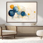 Geometric Blue Orange Abstract Wall Art Canvas, Geometric Blue Orange Canvas Print