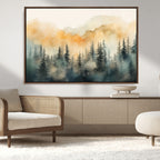 Abstract Forest Print | Mountain Wall Art | Autumn Landscape Canvas Print
