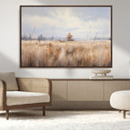 Golden Fields Wall Art Print Canvas | Serene Minimalist Landscape for Farmhouse Decor