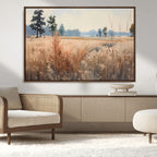 Golden Fields Canvas Wall Art Print | Serene Minimalist Landscape for Modern Decor