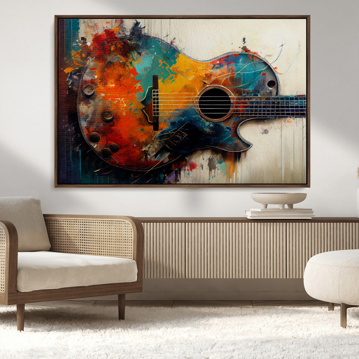 Abstract Guitar Wall Art Canvas | Vibrant Music-Inspired Art for Living Room or Studio