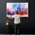 Disney Wall Art: Dreamy Watercolor Cinderella Castle Canvas Print