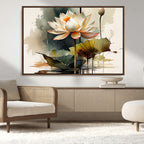 Lotus Flower Watercolor Canvas Print | A Symbol of Serenity and Growth in Soft Watercolors