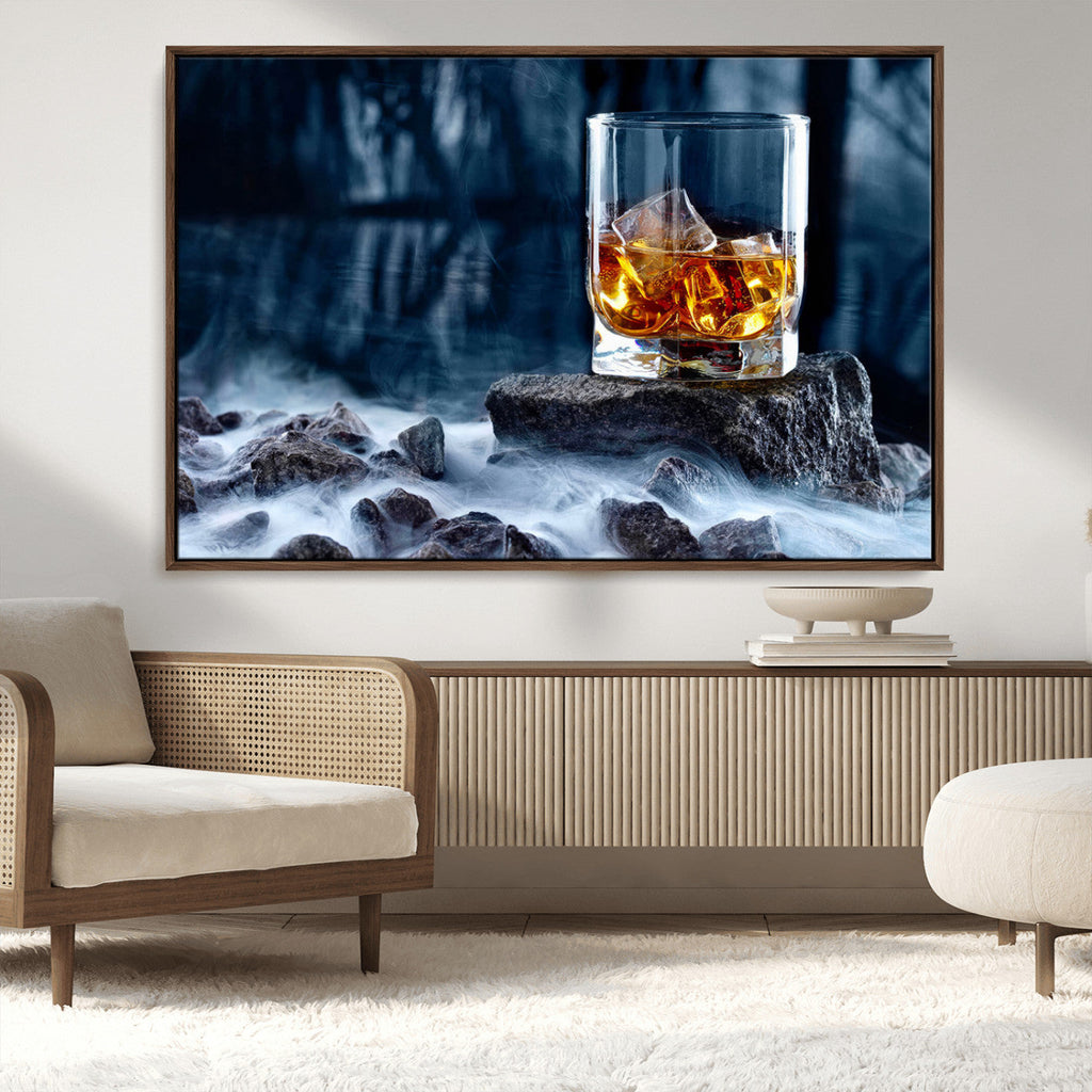 Whiskey Ice Wall Art Canvas Print