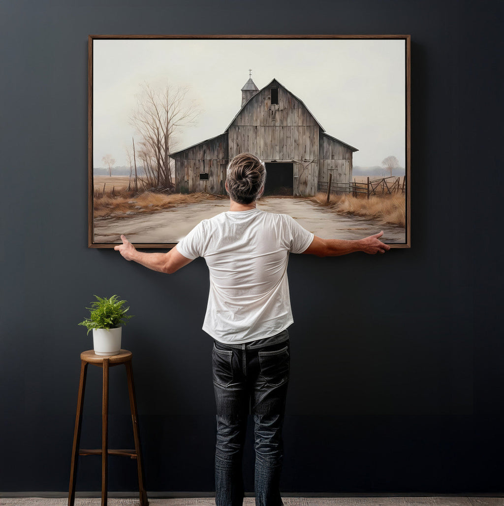 Farmhouse Rustic Barn Wall Art Canvas Print, Framed and Ready to Hang