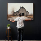 Farmhouse Rustic Barn Wall Art Canvas Print, Framed and Ready to Hang