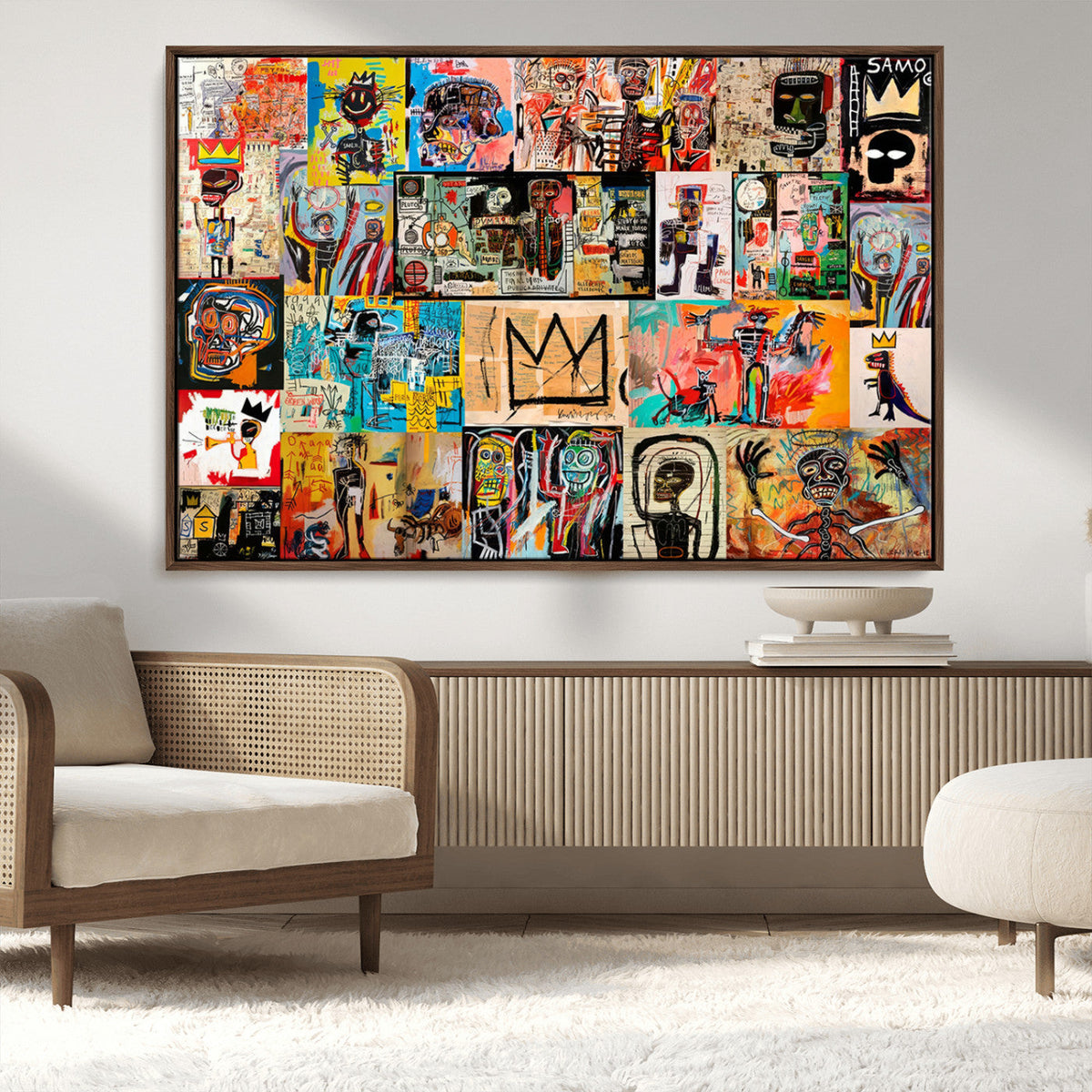 Abstract Art Collage Wall Art Canvas Print, Urban Graffiti Style