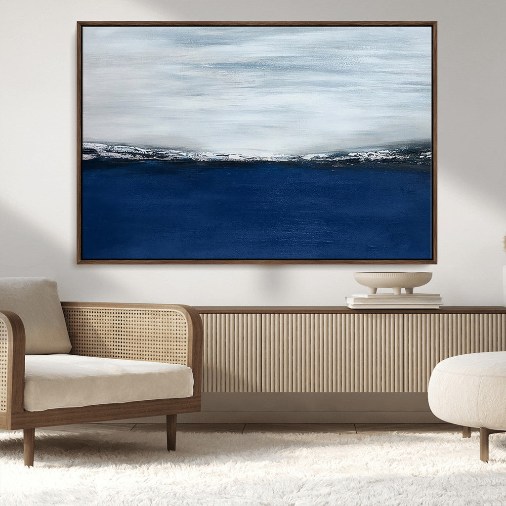 Navy Blue Abstract Wall Art Canvas Print