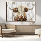 Rustic Longhorn Bull Wall Art Canvas Set