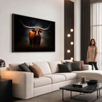 Abstract Texas Longhorn Wall Art Print | 3-Panel Large Texas Longhorn Canvas