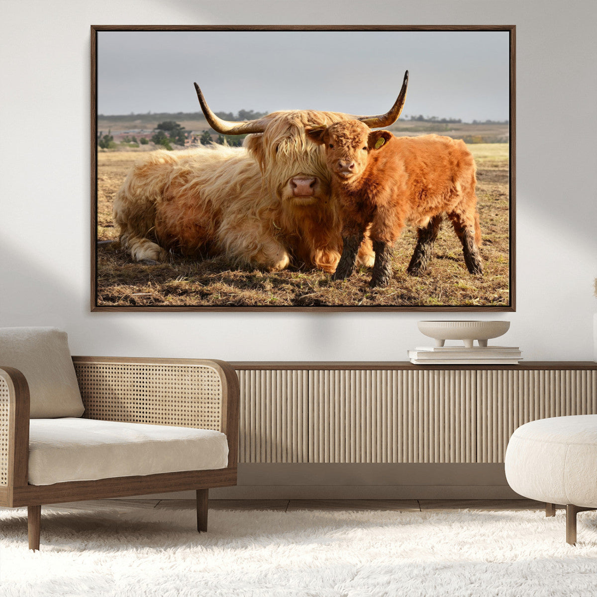 Highland Cow Canvas Wall Art Animal Print for Farm House Decor