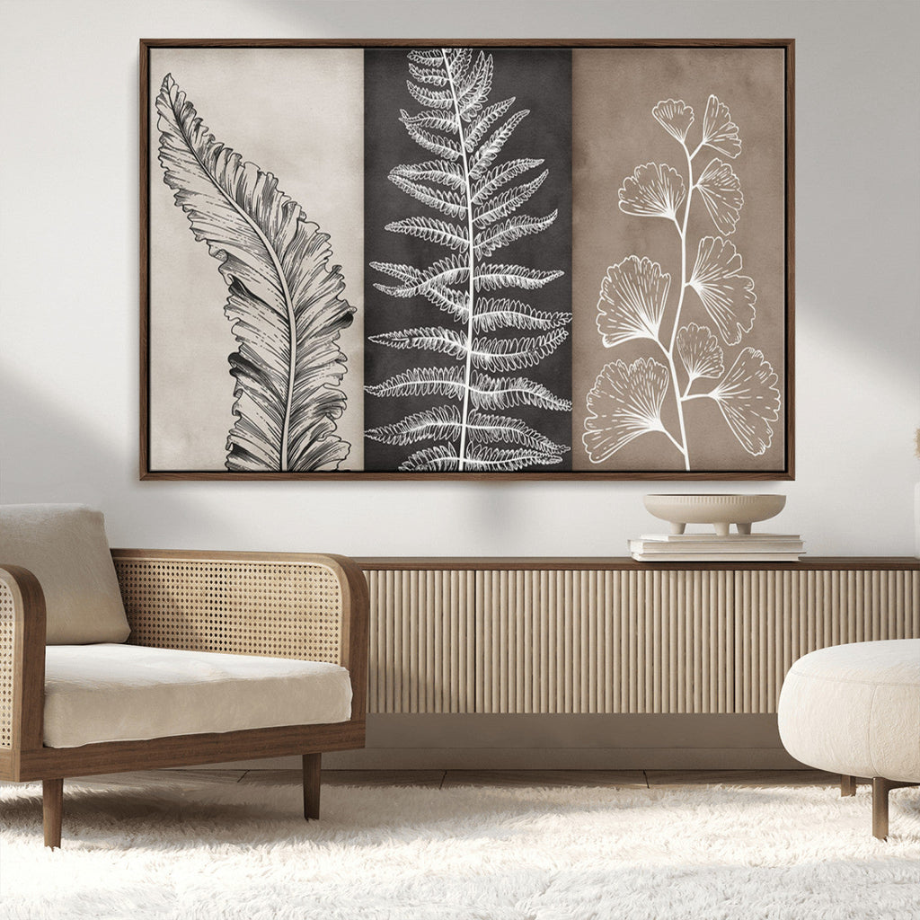 Minimalist Botanical Wall Art Canvas Print, Framed and Ready to Hang