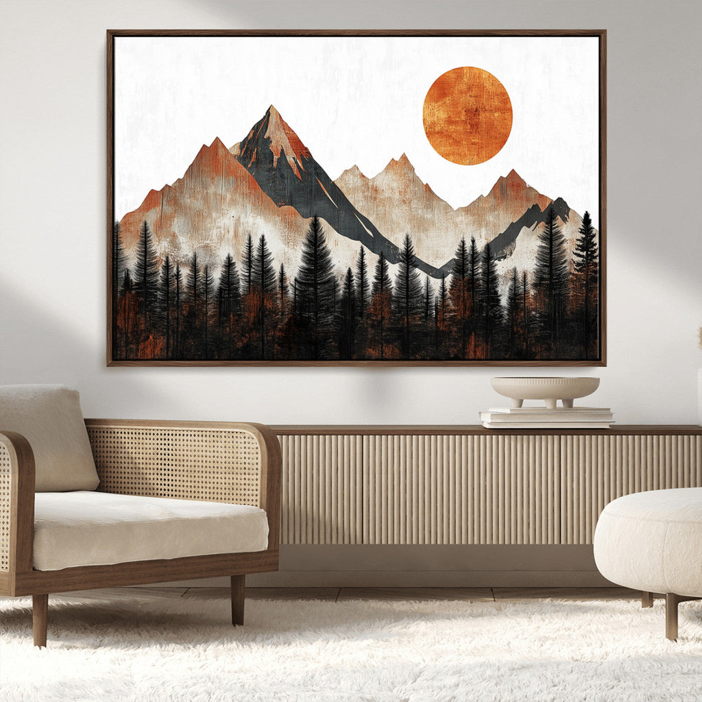 Modern Abstract Mountain Canvas Wall Art Print