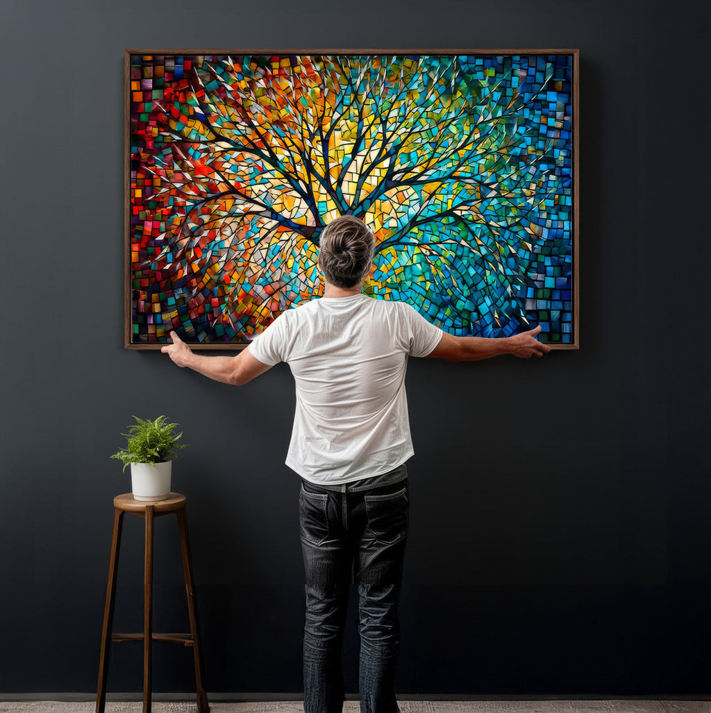 Yggdrasil Tree of Life Wall Art Print | Mosaic Style Canvas Wall Art