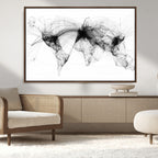 Abstract World Map Wall Art | Framed Geometric Line Canvas