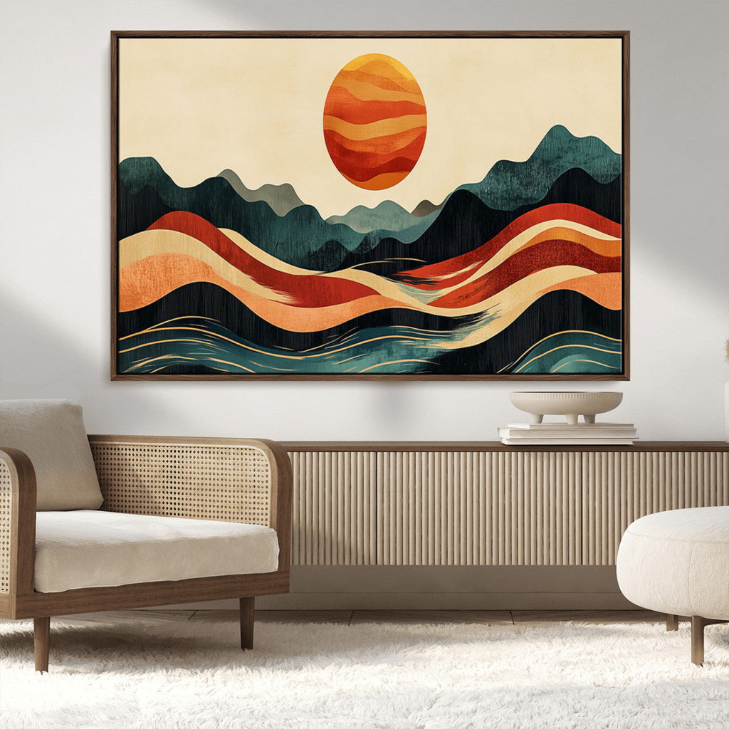 Mountain Triptych Wall Art Canvas Print | Western Boho Pine Tree Nature Print