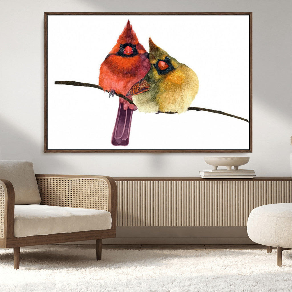 Cardinal Bird Canvas Wall Art, Male and Female Cardinal Print, Nature Inspired Bird Decor